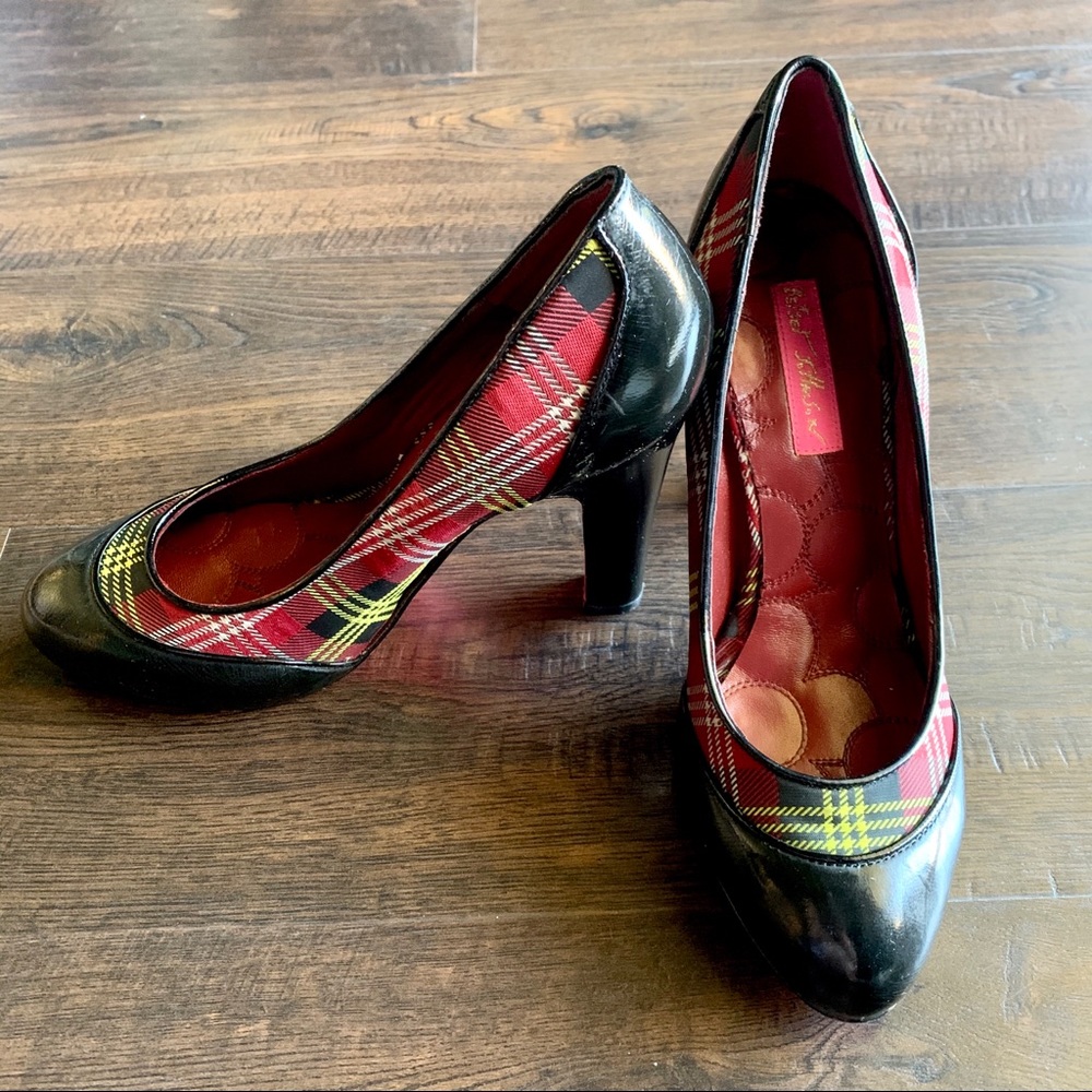 Betsey Johnson Plaid & Patent Pumps